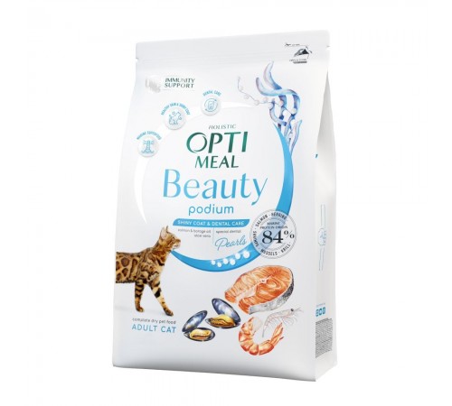Сухий корм для котів Optimeal Beauty Podium Shiny Coat & Dental Care 1.5 кг - морепродукти