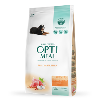 OptiMeal Puppy Large Breed Turkey - сухий корм з індичкою для цуценят великих порід, 12кг