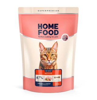 Home Food - сухий корм з урочкою і креветкою для дорослих активних котів, 1,6кг