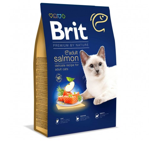 Сухий корм для котів Brit Premium by Nature Cat Adult Salmon 8 кг - лосось