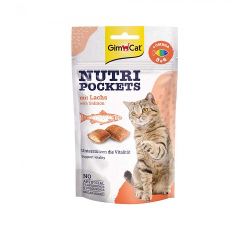 Вітамінні ласощі для котів GimCat Nutri Pockets Лосось + Омега 3 і Омега 6 60 г