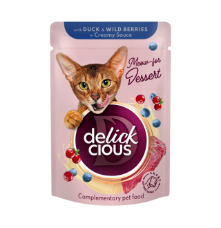 Вологий корм для котів Delickcious 80 г - качка та лісові ягоди