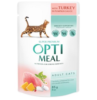 Вологий корм для котів Optimeal pouch 85 г (індичка)