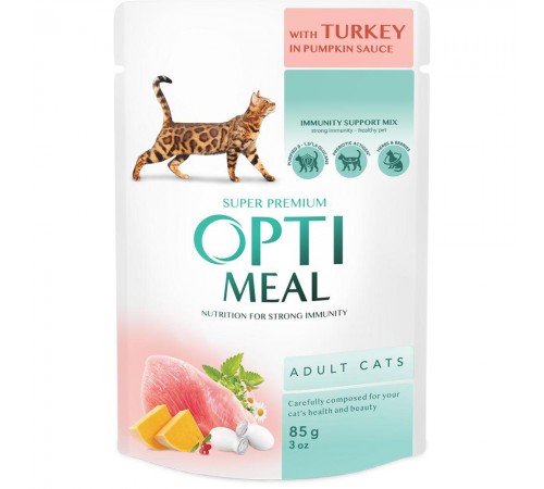 Вологий корм для котів Optimeal pouch 85 г (індичка)