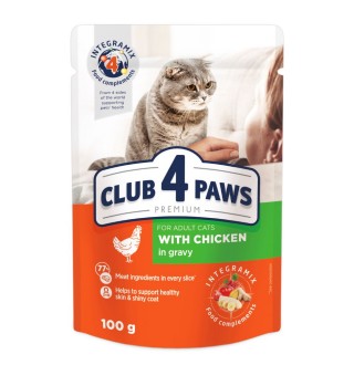 Вологий корм для котів Club 4 Paws 100 г (курка в соусі)