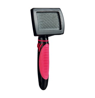 Щітка-пуходерка Trixie з пластиковою ручкою 7 см / 16 см (рожева)