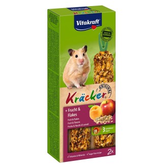 Ласощі для хом'яків Vitakraft «Kracker Original + Frucht & Flakes» 112 г / 2 шт. (фрукти та пластівці)