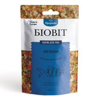 Сухий корм для акваріумних риб Природа в пластівцях Біовіт «Актив» 10 г (для всіх акваріумних риб)
