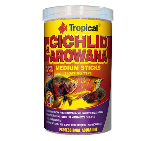 Сухий корм для акваріумних риб Tropical в паличках «Cichlid & Arowana Medium Sticks» 1 л (для м'ясоїдних цихлід)