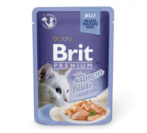 Вологий корм для котів Brit Premium Cat Salmon Fillets Jelly pouch 85 г (філе лосося в желе)