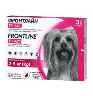 Краплі на холку для собак Boehringer Ingelheim Frontline Tri-Act від 2 до 5 кг, 1 шт