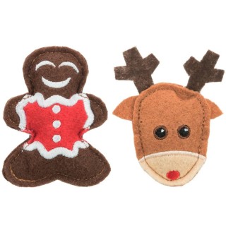 Набір іграшок для котів Trixie Різдвяний лось та пряник 8 см, 2 шт