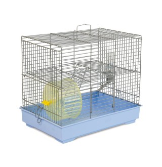 Клітка для гризунів Природа «Міккі» з колесом хром / світло-блакитна 37 х 25 х 30 см