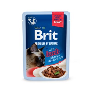 Вологий корм для котів Brit Premium Delicate Fillets in Gravy Lamb for Sterilised pouch 85 г - ягня