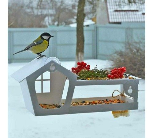 Годівниця для птахів House for Birds Будиночок 15х36х12,5 см - білий