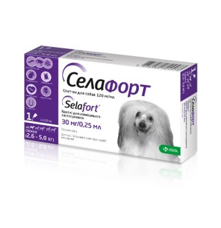 Selafort by KRKA - Селафорт краплі від бліх, кліщів і гельмінтів для собак, 2,6-5кг