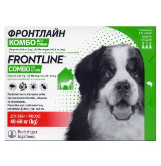 Краплі на холку для собак Boehringer Ingelheim Frontline Combo Spot-ON від 40 до 60 кг XL, 3 шт