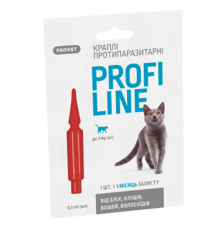 Краплі на холку для котів PROVET Profiline до 4 кг, 1 шт