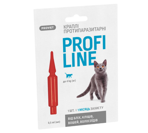 Краплі на холку для котів PROVET Profiline до 4 кг, 1 шт