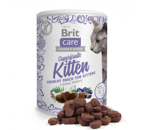 Ласощі для кошенят Brit Care Crunchy Cracker Superfruits 100 г - курка, кокос і чорниця