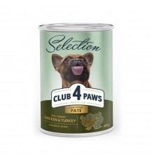 М'ясний паштет Преміум Cелекшн для дорослих собак CLUB 4 PAWS 400 г (курка та індичка)