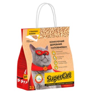 Наповнювач для котячого туалету Collar SuperCat Комкуючий 2,1 кг - деревинний