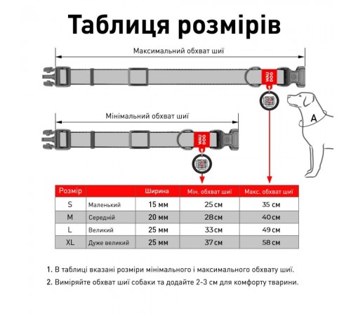 Нашийник WAUDOG Waterproof люмінесцентний з QR-паспортом, 31-49 см / 25 мм - ментол