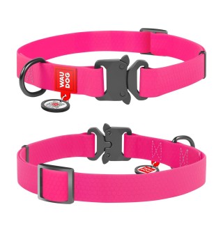 Нашийник WAUDOG Waterproof з QR-паспортом 31-49 см / 25 мм (рожевий)