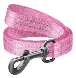 Collar Повідець для собак з відновленої бавовни WAUDOG Re-cotton світловідбиваючий, S, Ш 15 мм, Д 150 см рожевий