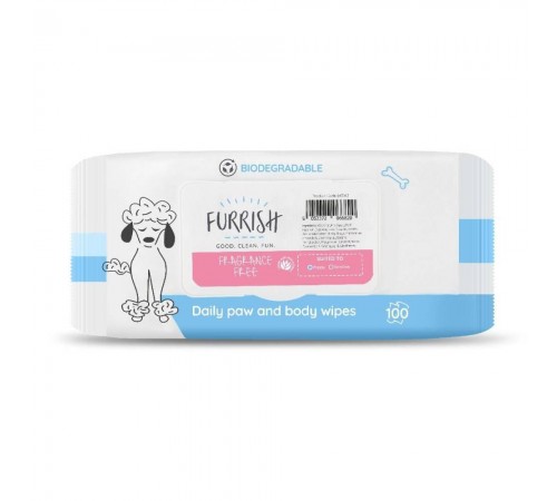 Серветки для собак Furrish Bath Wipes 100 шт - без запаху
