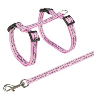 Шлейка з повідцем для котів Trixie з котами, нейлон (кольори в асортименті)