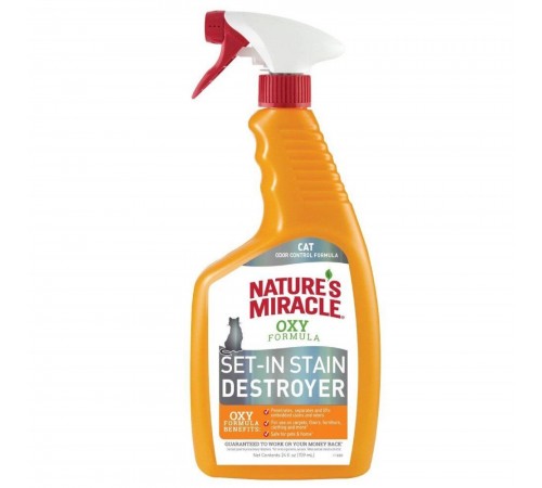 Спрей-знищувач Nature's Miracle «Set-In Stain Destroyer. Oxy Formula» для видалення плям і запахів від котів, з формулою активного кисню 709 мл