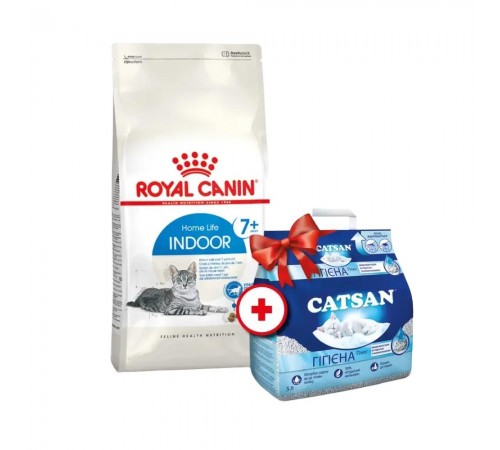 Сухий корм для котів Royal Canin Indoor 7+, 3,5 кг + Catsan 5 л у подарунок