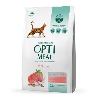 Сухий корм для стерилізованих кішок Optimeal 4 кг - яловичина та сорго