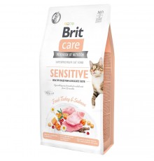 Сухий корм для вибагливих котів Brit Care Cat GF Sensitive HDigestion & Delicate Taste 7 кг - індичка і лосось