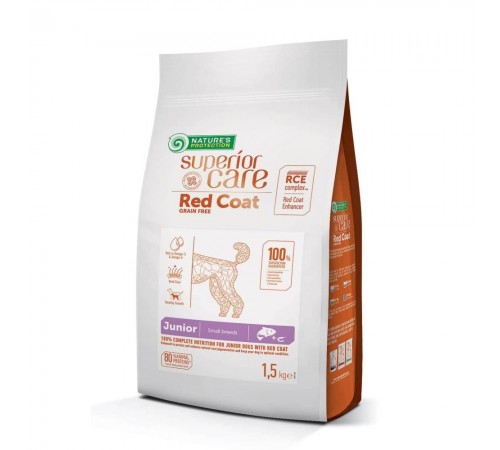 Сухий корм для цуценят Nature's Protection Superior Care Red Coat Grain Free Junior Small Breeds 1,5 кг - лосось та криль