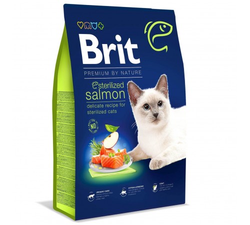Сухий корм для стерилізованих котів Brit Premium by Nature Cat Sterilized Salmon 8 кг - лосось