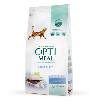 OptiMeal Extra Shine Cat Codfish - сухий корм з високим вмістом тріски для дорослих котів, 10кг