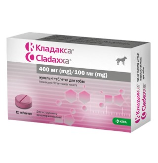 Cladaxxa by KRKA - Кладакса антибактеріальні жувальні таблетки для собак, 400/100мг 