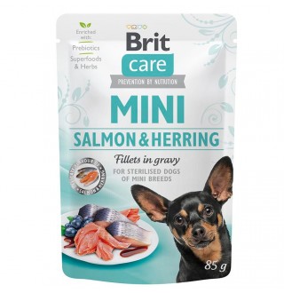 Вологий корм для собак Brit Care Mini pouch 85 g філе в соусі (лосось та оселедець)