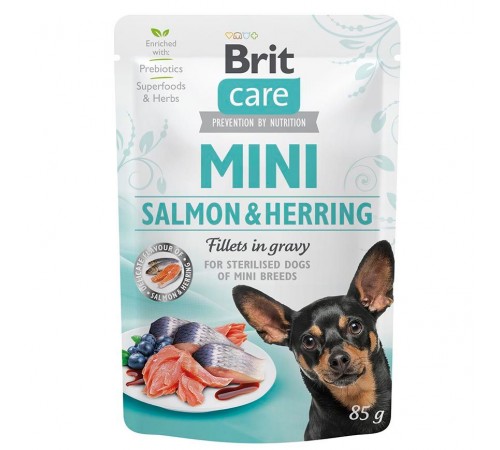 Вологий корм для собак Brit Care Mini pouch 85 g філе в соусі (лосось та оселедець)