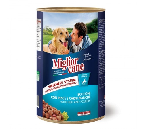 Вологий корм для собак Migliorcane 1,25 кг - риба та біле м'ясо