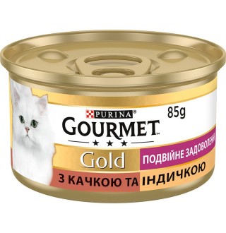 Purina Gourmet Gold - консервований корм Гурме, шматочки у підливці з качкою та індичкою для дорослих котів, 85г