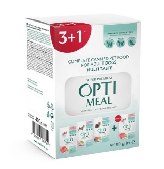 Вологий корм для собак Optimeal Complete Canned Pet Food Adult 3+1 pouch 400 г - асорті