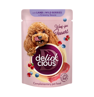 Вологий корм для собак Delickcious 85 г - ягня та лісові ягоди