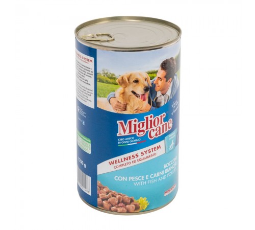 Вологий корм для собак Migliorcane 1,25 кг - риба та біле м'ясо