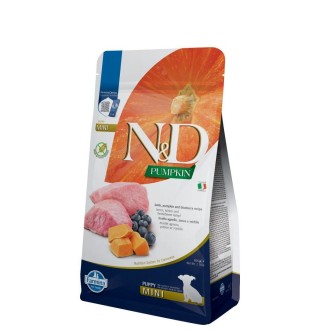 Farmina N&D Pumpkin GF Lamb & Blueberry Puppy Mini – беззерновой сухий корм з ягням, гарбузом та чорницею для цуценят дрібних порід, 800г