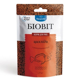 Сухий корм для акваріумних риб Природа в паличках Біовіт «Цихліди» 25 г (для м'ясоїдних цихлід)