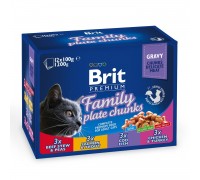 Набір вологого корму для котів Brit Premium Cat Family Plate pouches 1200 г - асорті