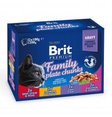 Набір вологого корму для котів Brit Premium Cat Family Plate pouches 1200 г - асорті